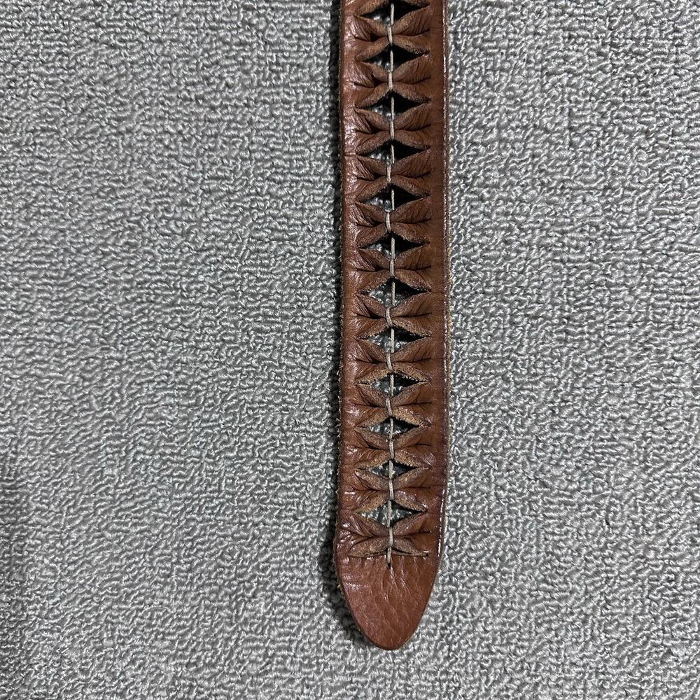 SUZI ROHER Brown Leather Braided Silver Buckle Women M /L 40” - Picture 4 of 5